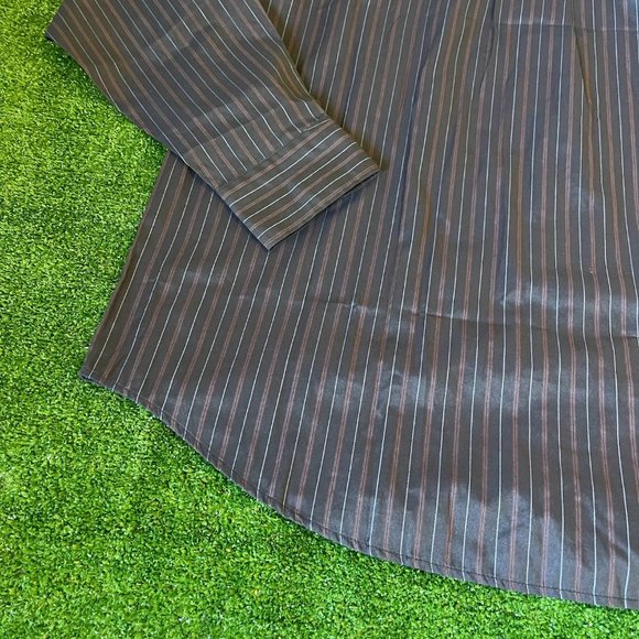 Far East Men's Button Down Long Sleeve Classic Fit Stripes Black Shirt Size 17 - Picture 10 of 11